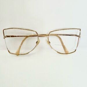 Neostyle Vintage 70s Glitter Sparkly Gold Metal Glasses Frames